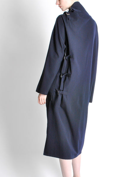 Yohji Yamamoto Vintage Navy Blue Buckle Dress