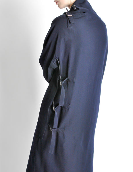 Yohji Yamamoto Vintage Navy Blue Buckle Dress