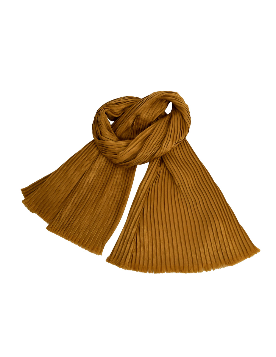 Yves Saint Laurent Vintage 1970s Golden Umber Pleated Silk