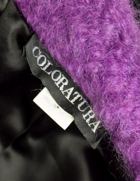 Coloratura Vintage 'Astra' Zodiac Black Purple Patchwork Wool Coat