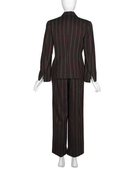 Christian Dior by Gianfranco Ferre Vintage AW 1994 Black Red Striped Jacket and Pant Suit