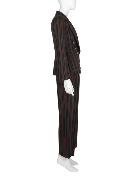 Christian Dior by Gianfranco Ferre Vintage AW 1994 Black Red Striped Jacket and Pant Suit