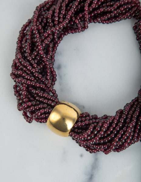 Vintage 18K Gold and Garnet Multistrand Choker Necklace