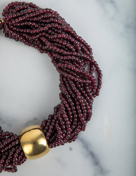 Vintage 18K Gold and Garnet Multistrand Choker Necklace