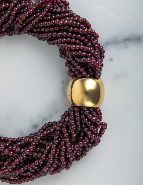 Vintage 18K Gold and Garnet Multistrand Choker Necklace