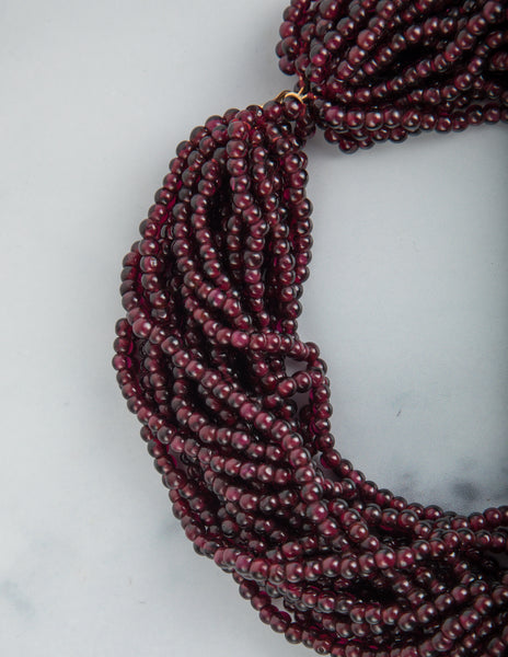 Vintage 18K Gold and Garnet Multistrand Choker Necklace