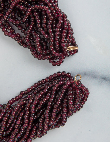 Vintage 18K Gold and Garnet Multistrand Choker Necklace