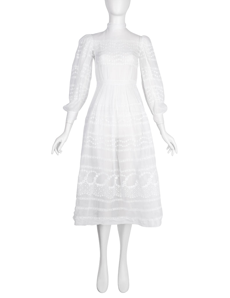 vintage white midi dress Reclaimed Vintage frill collar midi smock dress in white poplin