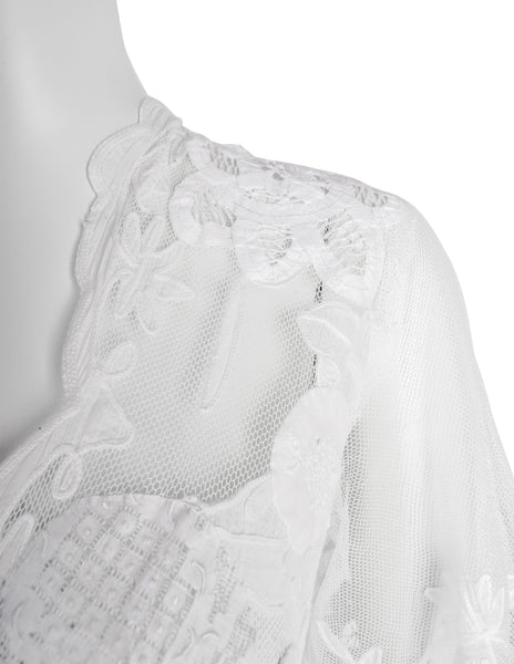 Vintage 1930s Reworked Phenomenal White Mesh Net Lace Embellished Trained Gown