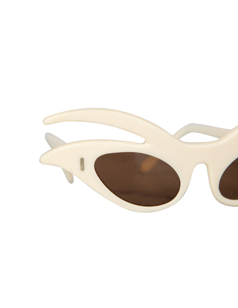 1950s Vintage Italian White Intricate Cat-Eye Sunglasses