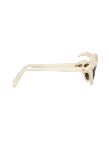 1950s Vintage Italian White Intricate Cat-Eye Sunglasses