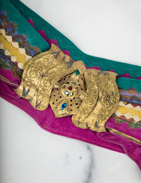 Maddalena Marconi Vintage Artisanal Brass and Suede Belt