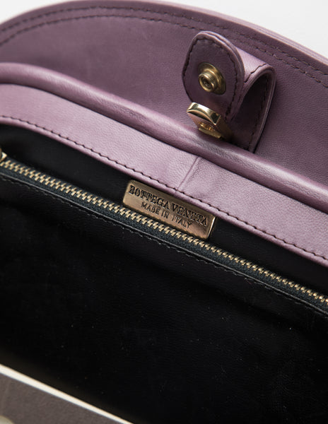 Bottega Veneta Vintage Pale Purple Woven Intrecciato Leather Half Moon Clutch Bag