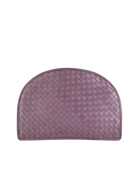 Bottega Veneta Vintage Pale Purple Woven Intrecciato Leather Half Moon Clutch Bag