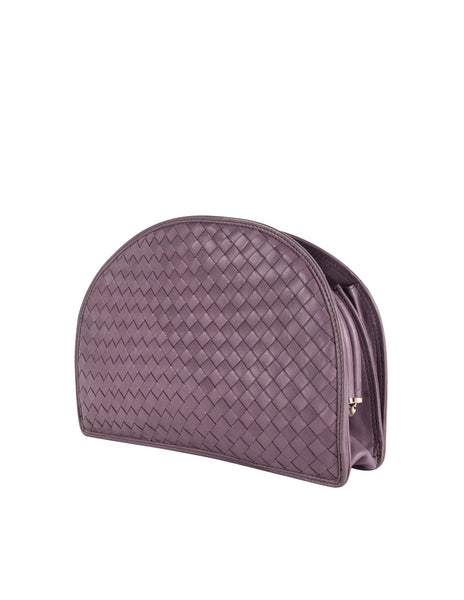 Bottega Veneta Vintage Pale Purple Woven Intrecciato Leather Half Moon Clutch Bag