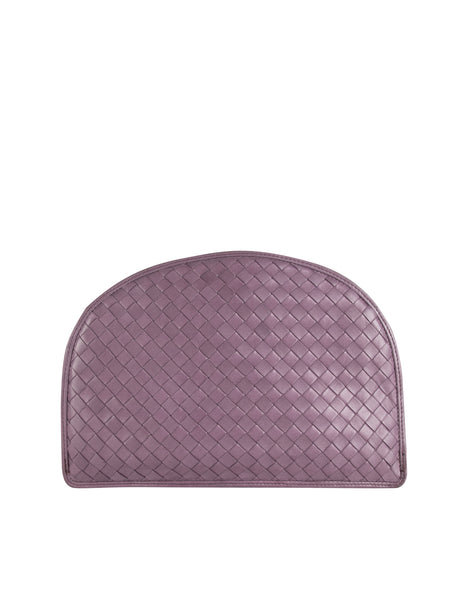 Bottega Veneta Vintage Pale Purple Woven Intrecciato Leather Half Moon Clutch Bag