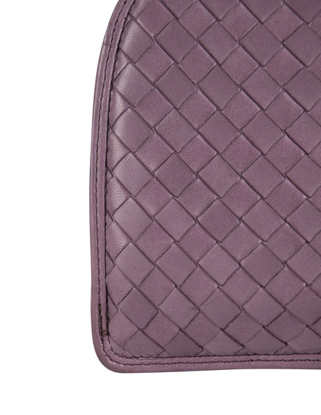 Bottega Veneta Vintage Pale Purple Woven Intrecciato Leather Half Moon Clutch Bag