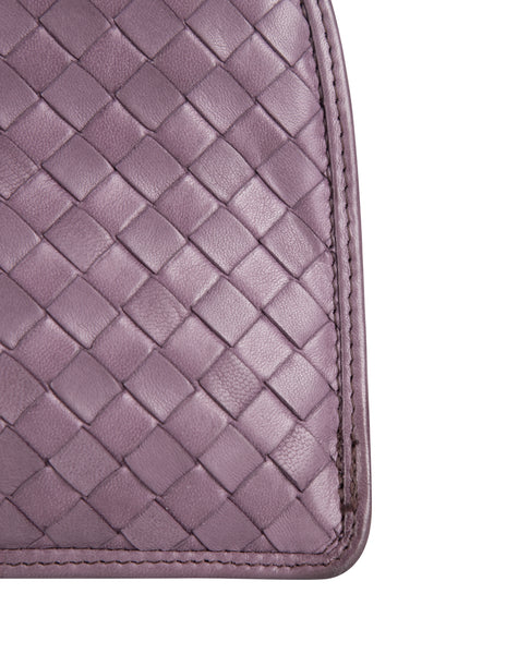 Bottega Veneta Vintage Pale Purple Woven Intrecciato Leather Half Moon Clutch Bag
