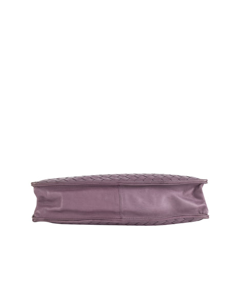 Bottega Veneta Vintage Pale Purple Woven Intrecciato Leather Half Moon Clutch Bag