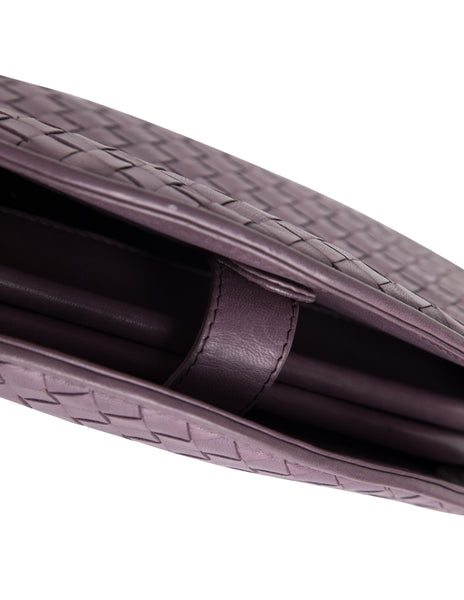 Bottega Veneta Vintage Pale Purple Woven Intrecciato Leather Half Moon Clutch Bag