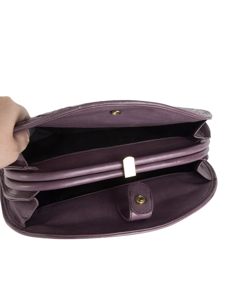 Bottega Veneta Vintage Pale Purple Woven Intrecciato Leather Half Moon Clutch Bag