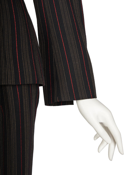 Christian Dior by Gianfranco Ferre Vintage AW 1994 Black Red Striped Jacket and Pant Suit