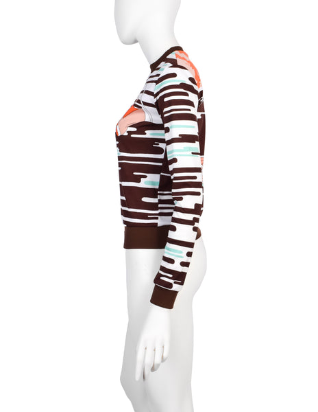 Currants by Jeri Jo Vintage 1970s Fisherman Novelty Print Jersey Top