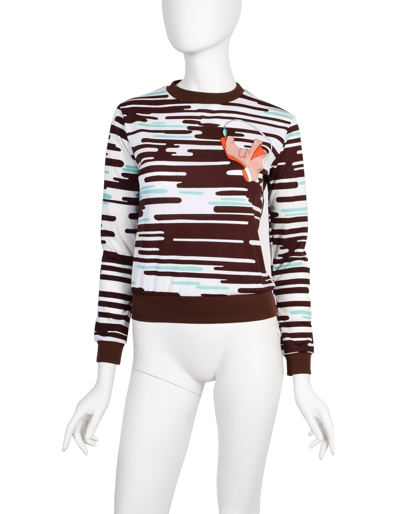 Currants by Jeri Jo Vintage 1970s Fisherman Novelty Print Jersey Top