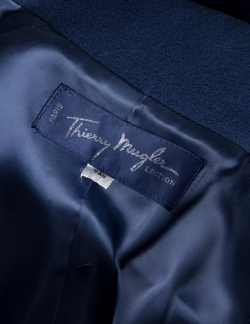 Thierry Mugler Vintage 1980s Navy Blue Wool Belted Coat – Amarcord