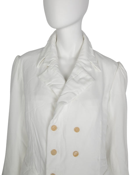 Comme des Garcons Vintage AW 2005 White Wrinkled Double Breasted Jacket