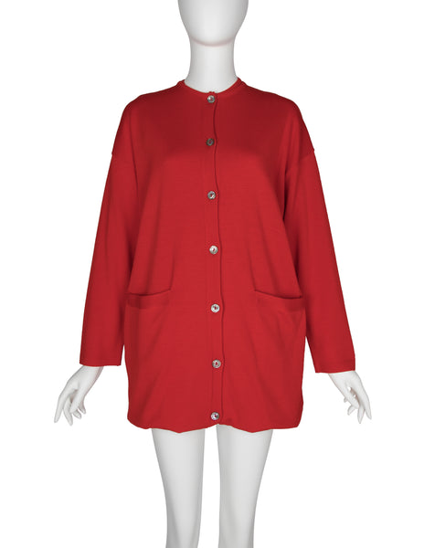 Jean Paul Gaultier Vintage AW 1991 Red Wool Continuous Convertible Cardigan Sweater Dress