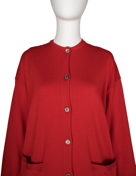 Jean Paul Gaultier Vintage AW 1991 Red Wool Continuous Convertible Cardigan Sweater Dress