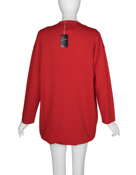 Jean Paul Gaultier Vintage AW 1991 Red Wool Continuous Convertible Cardigan Sweater Dress