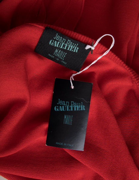 Jean Paul Gaultier Vintage AW 1991 Red Wool Continuous Convertible Cardigan Sweater Dress