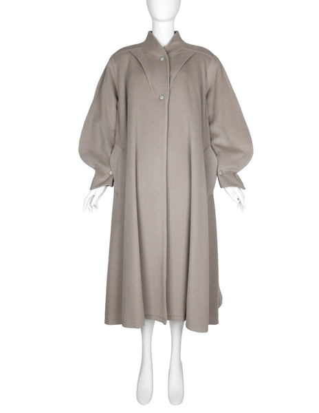 Thierry Mugler Vintage AW 1986 Taupe Wool Swing Coat