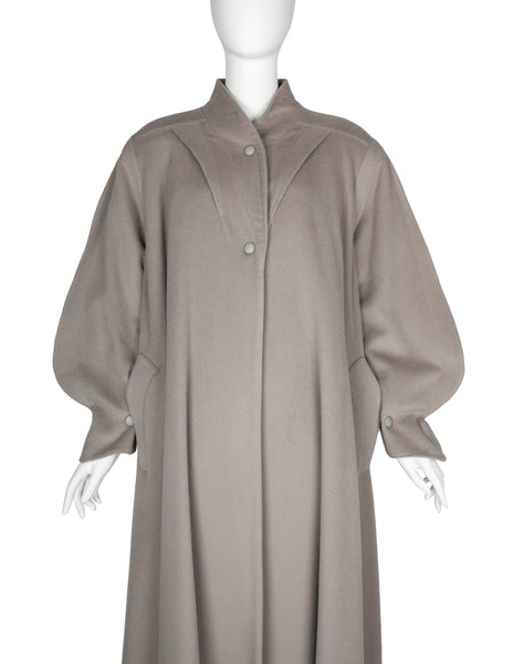 Thierry Mugler Vintage AW 1986 Taupe Wool Swing Coat