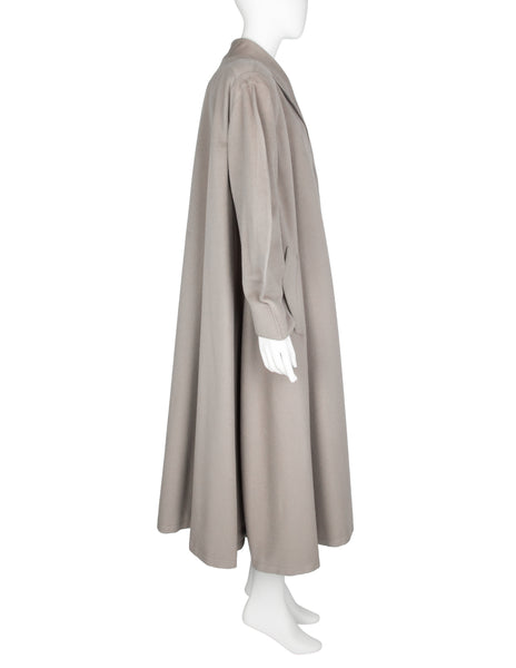Thierry Mugler Vintage AW 1986 Taupe Wool Swing Coat