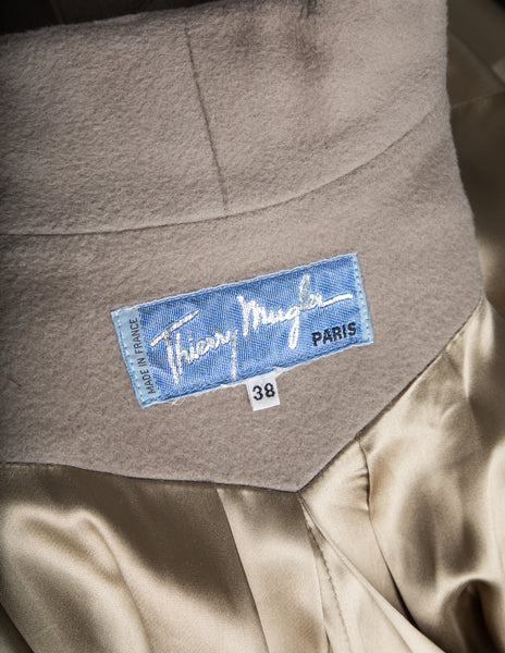 Thierry Mugler Vintage AW 1986 Taupe Wool Swing Coat