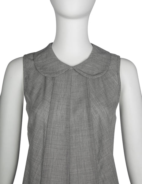 Comme des Garcons Vintage SS 1995 Grey Scalloped Cropped Jacket and Dress Ensemble