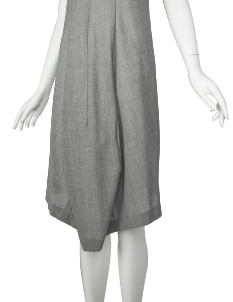 Comme des Garcons Vintage SS 1995 Grey Scalloped Cropped Jacket and Dress Ensemble