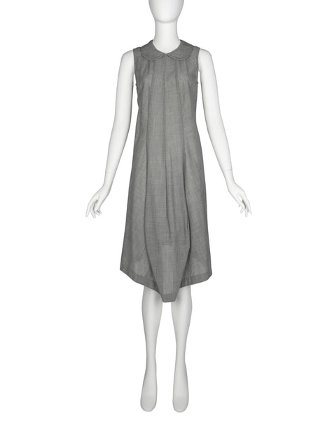 Comme des Garcons Vintage SS 1995 Grey Scalloped Cropped Jacket and Dress Ensemble