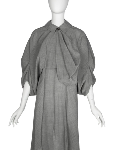 Comme des Garcons Vintage SS 1995 Grey Scalloped Cropped Jacket and Dress Ensemble