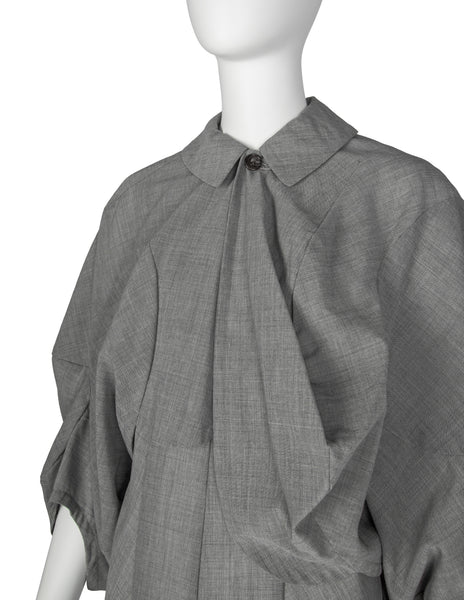 Comme des Garcons Vintage SS 1995 Grey Scalloped Cropped Jacket and Dress Ensemble