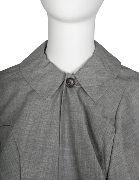 Comme des Garcons Vintage SS 1995 Grey Scalloped Cropped Jacket and Dress Ensemble