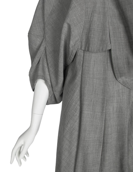 Comme des Garcons Vintage SS 1995 Grey Scalloped Cropped Jacket and Dress Ensemble