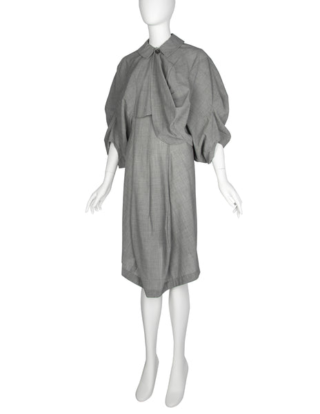 Comme des Garcons Vintage SS 1995 Grey Scalloped Cropped Jacket and Dress Ensemble