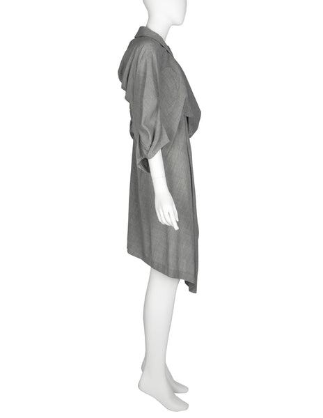 Comme des Garcons Vintage SS 1995 Grey Scalloped Cropped Jacket and Dress Ensemble