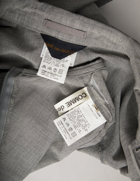 Comme des Garcons Vintage SS 1995 Grey Scalloped Cropped Jacket and Dress Ensemble