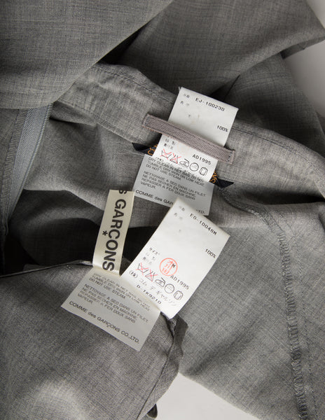 Comme des Garcons Vintage SS 1995 Grey Scalloped Cropped Jacket and Dress Ensemble
