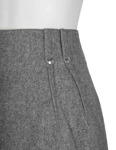 Thierry Mugler Vintage Early 1980s Grey Wool Jacket and Skirt Suit